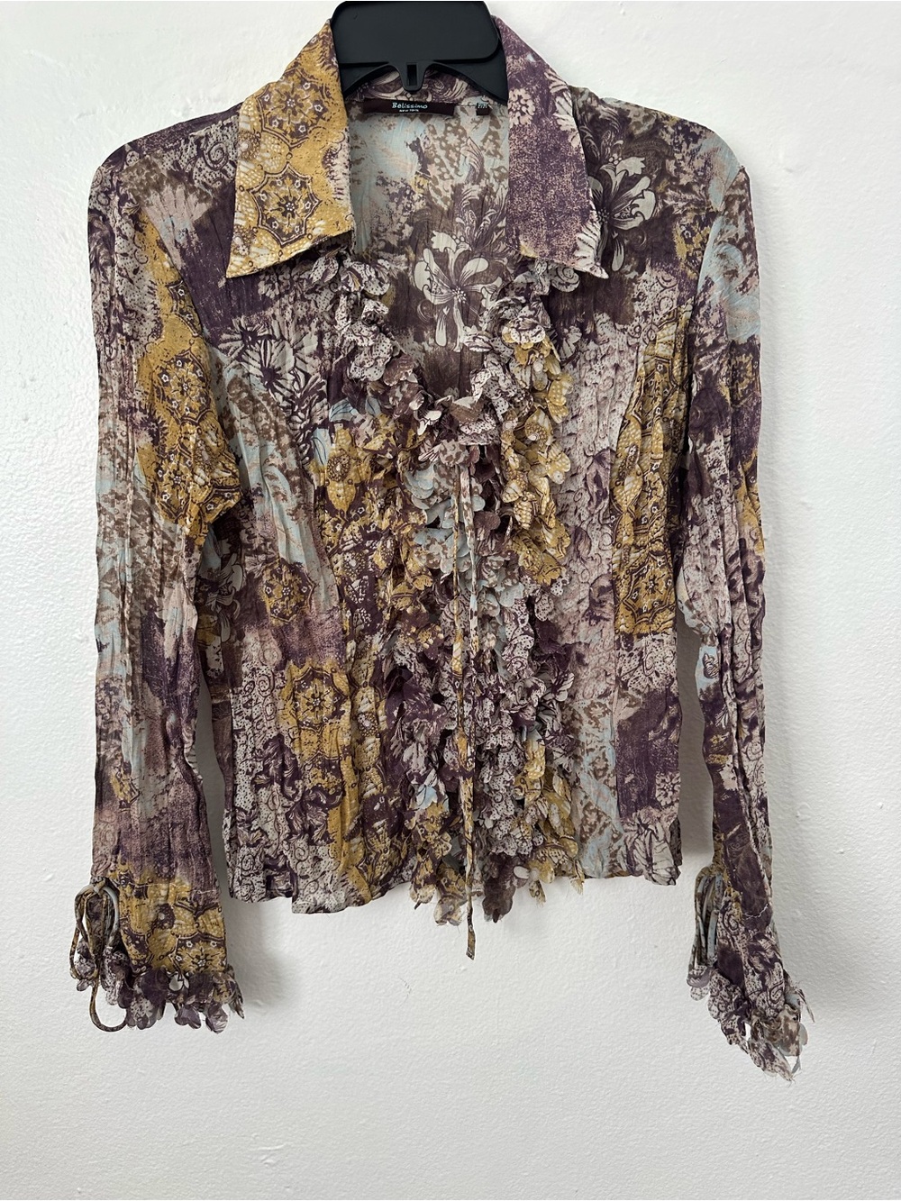 Bellissimo Transparent Shirt Whimsigoth Grunge Style Flared Sleeves Size M